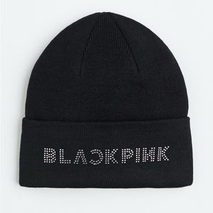 H&M BLACKPINK Rhinestone Motif Black Beanie Winter Hat